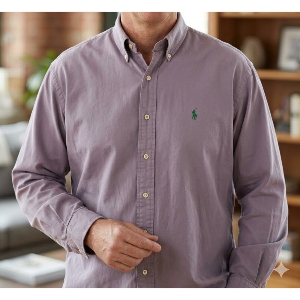 VTG Ralph Lauren Blake Oversized Twill Shirt - Lavender / Purple Men's Large